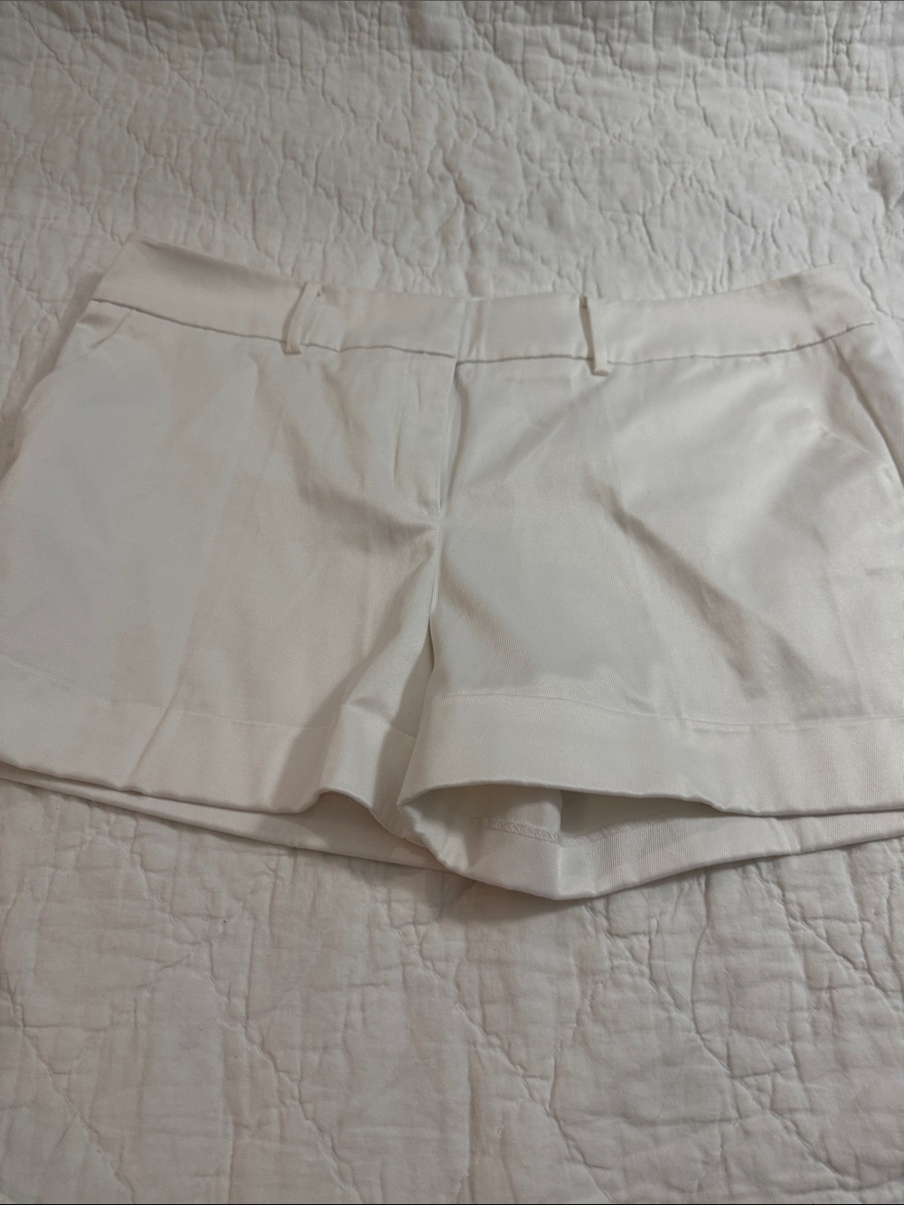 Cream Tailored Belt-Loop Bermuda Shorts
